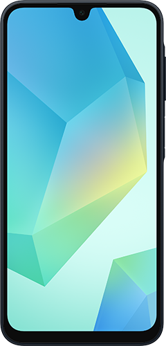 Samsung Galaxy A16 smartphone showing the front screen display with a colorful wallpaper.