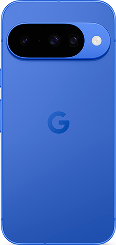 Back view of an indigo Google Pixel 10 